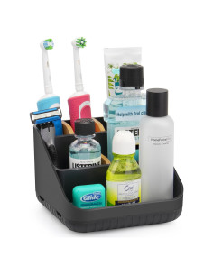 Soporte para Cepillos de Dientes Chintu Negro 6 Ranuras Organizador