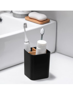 Soporte de Cepillos de Dientes Heagoale Negro 3 Compartimentos 2