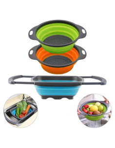 Juego de coladores colapsables QiMH 3 piezas 4 y 6 litros