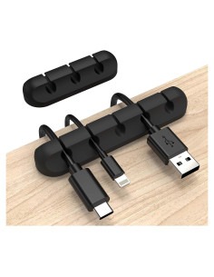 Organizador de Cables INCHOR Negro - 2 Paquetes con Clips Adhesivos