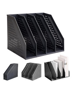 Soporte de Revistas Lemical Plegable 4 Compartimentos Negro