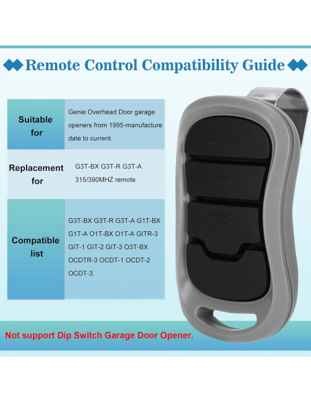 Control Remoto de Puerta de Garaje Genie G3T-R - Paquete de 2