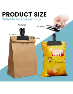 Clips para Bolsas de Comida HOUSE AGAIN 8 Piezas Acero Inoxidable 2