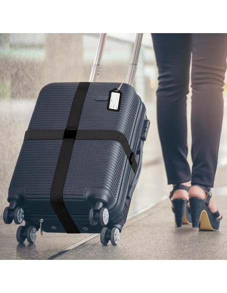 Juego de 8 correas y etiquetas de equipaje Gostwo negras Juego de 8 correas y etiquetas de equipaje Gostwo negras