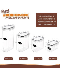 Conjunto de 24 Contenedores de Almacenamiento PRAKI - A Prueba de Fugas, Libre de BPA 2