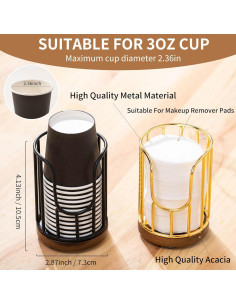 Dispensador de Tazas para Baño QTTCMY Negro Acacia 3oz 2