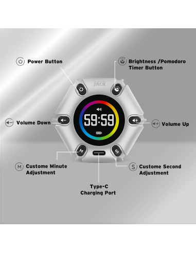 Temporizador Pomodoro Printers Jack Blanco Perla 6 Modos