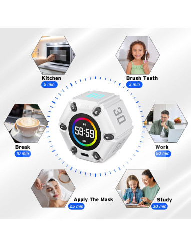 Temporizador Pomodoro Printers Jack Blanco Perla 6 Modos
