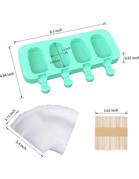 Moldes de Paletas de Silicona Ozera 2 Piezas Multicolor