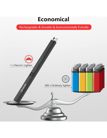 Encendedor Eléctrico Recargable MEIRUBY M-13 Negro a Prueba de Viento