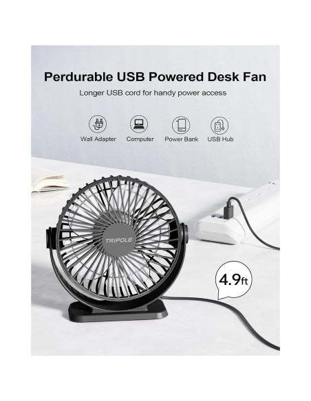 Ventilador de Mesa USB TriPole TF01 3 Velocidades 13 cm Negro Ventilador de Mesa USB TriPole TF01 3 Velocidades 13 cm Negro