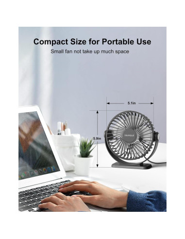 Ventilador de Mesa USB TriPole TF01 3 Velocidades 13 cm Negro