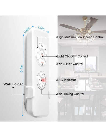 Kit Control Remoto Inalámbrico para Ventilador de Techo Ostrich