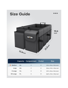 Organizador de Maletero HOTOR Plegable Negro 54x32x27cm 2