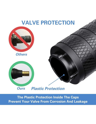 Tapones de Válvula CKAuto Aluminio Anodizado 4 Pcs Negro