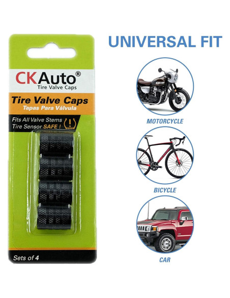 Tapones de Válvula CKAuto Aluminio Anodizado 4 Pcs Negro
