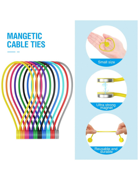 Correas Magnéticas de Silicona FRKNER 22.86 cm Reutilizables 12 Pzs
