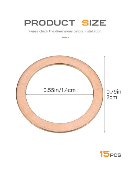 15 Juntas de Drenaje de Aceite Cobre 14mm SCUARI