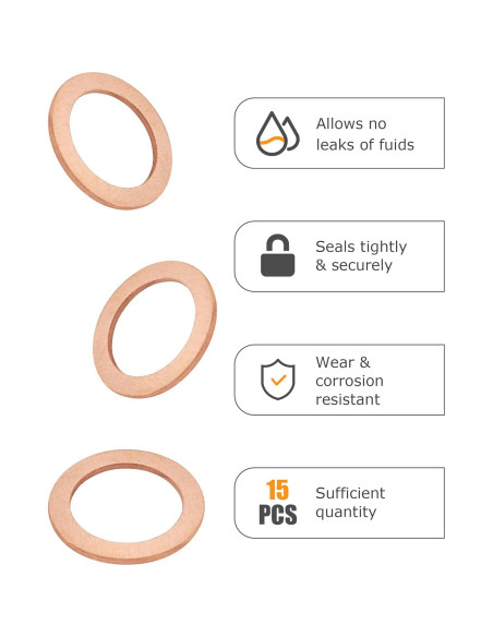 15 Juntas de Drenaje de Aceite Cobre 14mm SCUARI