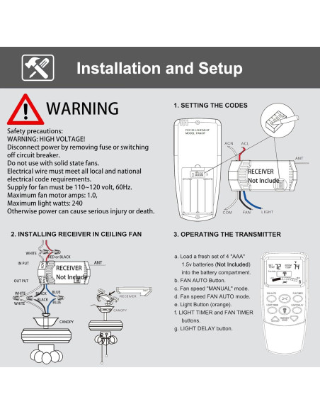 Control Remoto FAN-9T Hampton Bay con Temporizador y LCD