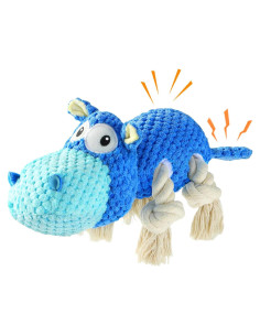Juguete para Perros Mediano Tooptate Hipopótamo Squeaky Azul