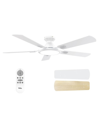 Ventilador de Techo TCL HFSB-60000AD 52" Blanco con Luz LED y Control Remoto