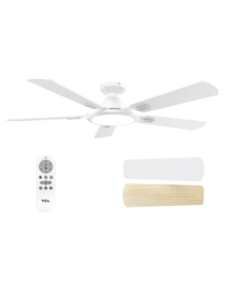 Ventilador de Techo TCL HFSB-60000AD 52" Blanco con Luz LED y Control Remoto Ventilador de Techo TCL HFSB-60000AD 52" Blanco con Luz LED y Control Remoto