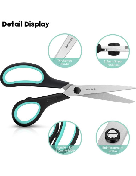 Paquete de 3 Tijeras iBayam 20.32 cm Alta Resistencia Afiladas