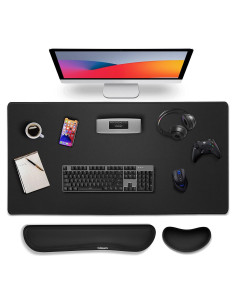 Gimars Set Almohadilla de Mouse y Soporte para Muñeca Negro 80x30.5cm