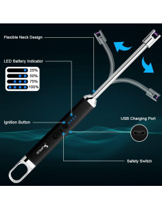 Encendedor Eléctrico SUPRUS Recargable USB Cuello Flexible 15.2cm 2