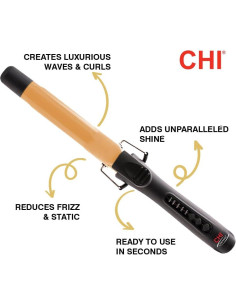 Plancha de Rizar Cerámica CHI 1" (2.54 cm) Negro Temperatura Ajustable 2