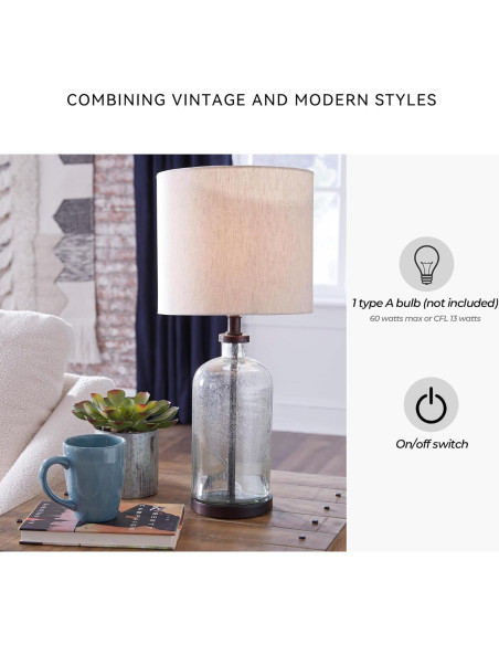 Lámpara de Mesa de Vidrio Sembrado Ashley 57.15 cm Bronce