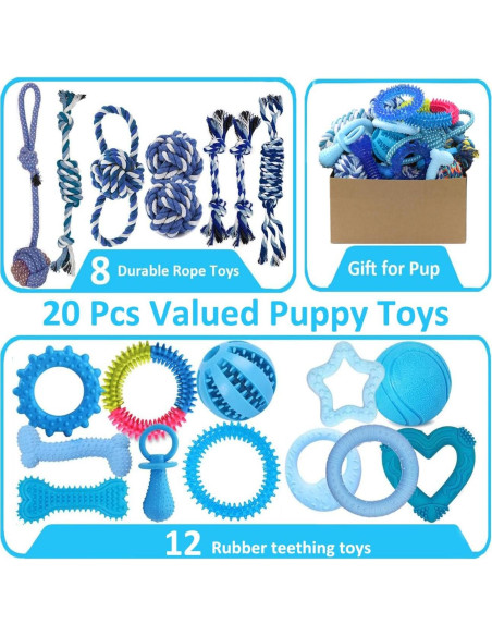 Paquete de 20 Juguetes para Cachorros Beiker - Goma y Cuerda