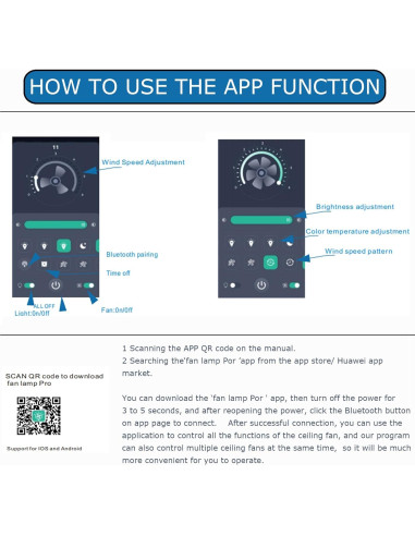 Ventilador de Techo FUMLTP 52" Negro con Luz LED y Control Remoto