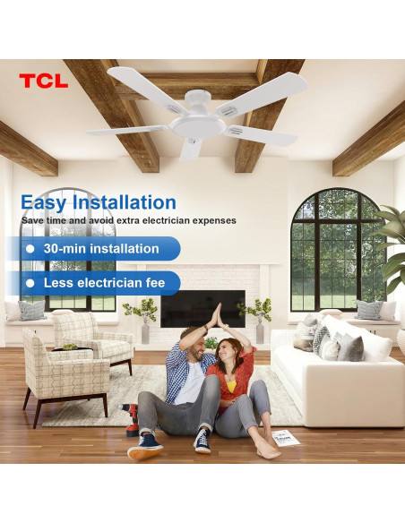 Ventilador de Techo TCL HFSB-60000AD 52" Blanco con Luz LED y Control Remoto Ventilador de Techo TCL HFSB-60000AD 52" Blanco con Luz LED y Control Remoto
