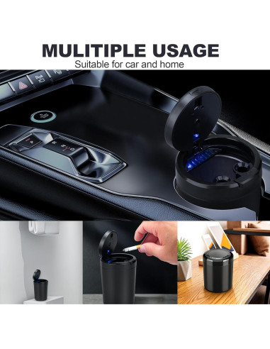 Cenicero de coche XIHUII con tapa y luz LED desmontable