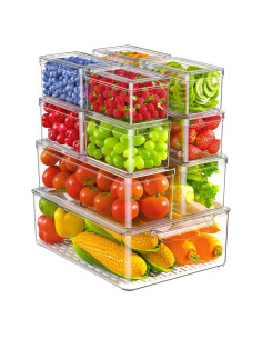 11 Organizadores de Refrigerador KEMETHY Apilables de Plástico