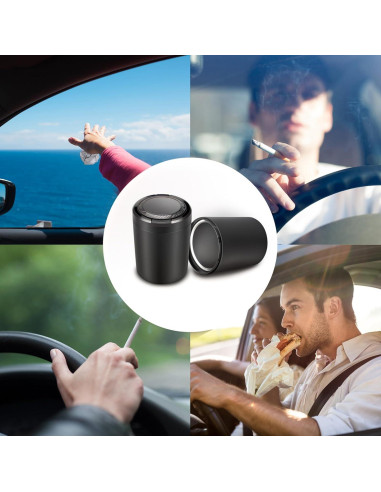 Cenicero de coche XIHUII con tapa y luz LED desmontable
