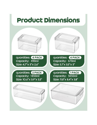 11 Organizadores de Refrigerador KEMETHY Apilables de Plástico