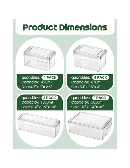 11 Organizadores de Refrigerador KEMETHY Apilables de Plástico
