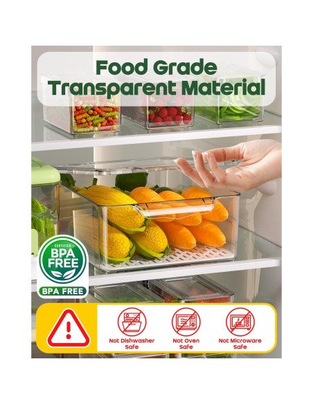 11 Organizadores de Refrigerador KEMETHY Apilables de Plástico