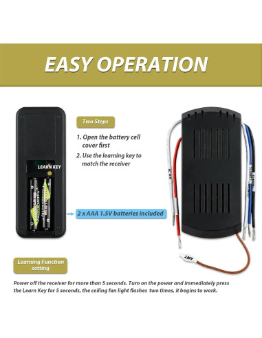 Control Remoto Universal para Ventilador de Techo Caisens 3 Velocidades