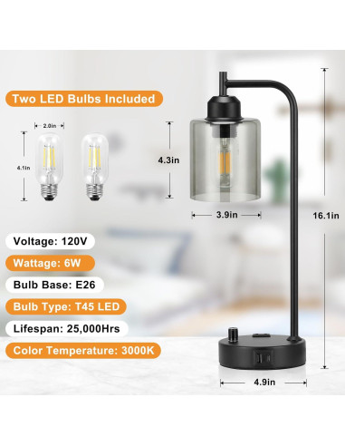 Set de 2 Lámparas de Escritorio Regulables Innqoo con USB