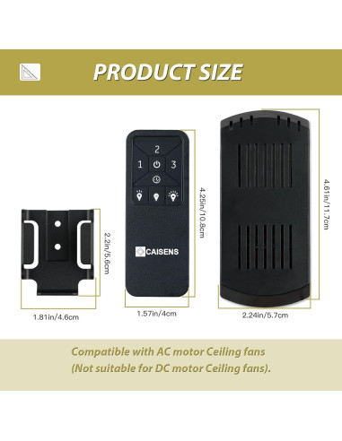 Control Remoto Universal para Ventilador de Techo Caisens 3 Velocidades