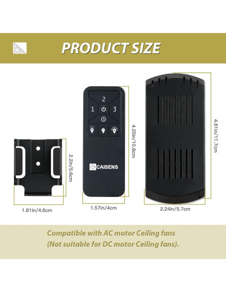 Control Remoto Universal para Ventilador de Techo Caisens 3 Velocidades