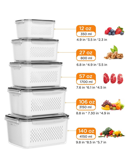 Contenedores de Almacenamiento de Alimentos Winproper 5 Piezas