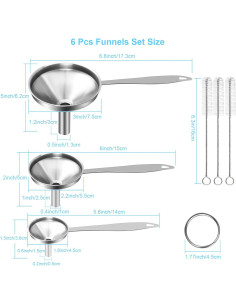 Juego de 7 Embudos de Acero Inoxidable VOPTON con Mango Largo 2