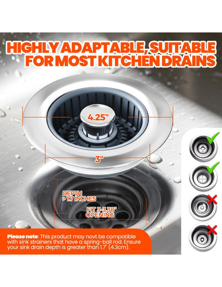 Paquete de 2 Filtros de Drenaje de Fregadero Nipoko 3 en 1