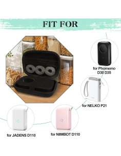 Funda Dura Negra para Impresoras de Etiquetas Phomemo, NELKO, NIIMBOT, JADENS 2