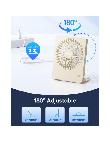 Ventilador de Escritorio TriPole KW59P USB 3 Velocidades Beige